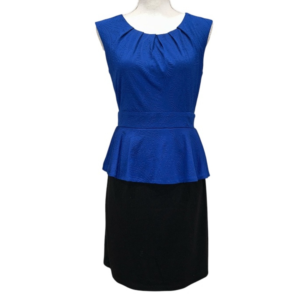ENFOCUS STUIO Size 8 women'ss dress peplum blue black mini